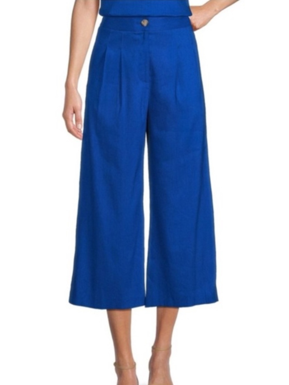 Melani Brenda Linen Blend Cropped Wide Leg Pants